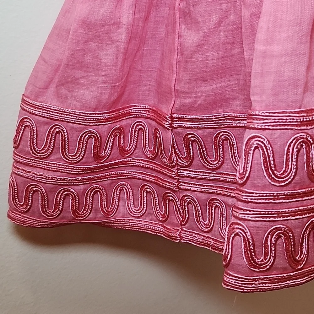 Veronica Beard Preppy Keely Tiered Ramie Mini Dress Size 10 Barbiecore - Picture 13 of 16